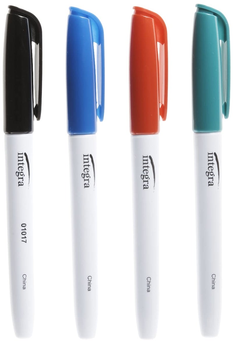 Integra Dry Erase Marker, Bullet Tip, 4/Pack, Multi-Color (ITA01019)
